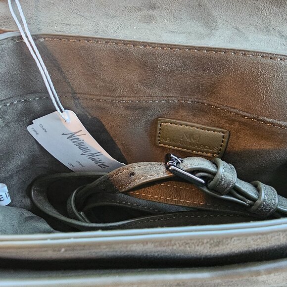 NEIMAN MARCUS STUDDED SUEDE Loden Green Shoulder Bag / CLUTCH / crossbody NWT - Picture 8 of 11